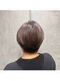 【白髪ぼかし】ハイライトベージュ×丸みショート