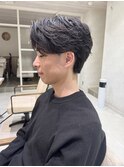 フェザーパーマニュアンスパーマセンターパートメンズカット