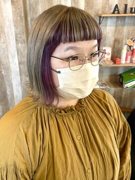 アルム(hair salon Alum) ハイトーン＆インナー　ミルクティベージュ　ピンクラベンダー