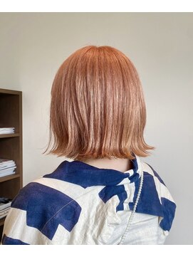 ヘアーサロン ソラ(Hair Salon SORA) 切りっぱなしボブ ピンクオレンジカラー