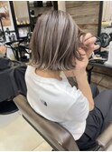 外国人風ボブ外ハネハイライト アッシュベージュ t1121