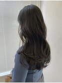 透明感ブリーチなし韓国風艶感オリーブグレージュ