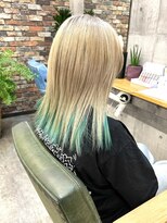 ルーナヘアー(LUNA hair)&nbsp;ブリーチダブルカラー　グリーンインナーカラー