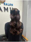 リボン×ハーフツイン