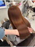 オレンジブラウン 髪質改善 ブリーチなしダブルカラー 艶髪
