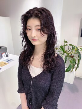 レフ(LEF) ナチュラルウェーブ/パープルブラウン/紫/顔まわりレイヤー