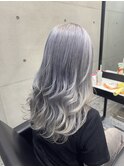 グレージュハイライトバレイヤージュダブルカラーケアブリーチ
