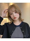 ミディアムレイヤーくびれレイヤーハイトーンミディアム