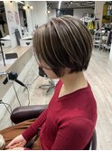 大人可愛い20代30代40代黒髪前下がりショートボブ丸みショート◎