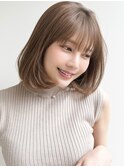 斜めバング似合わせカット美髪モテ髪アプリコットオレンジ