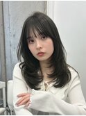 透明感カラーくびれヘアレイヤーカット前髪顔周りカット韓国ヘア