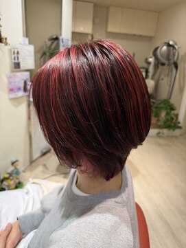ヘアーサロン ダダ(hair salon DaDa) くびれボブ×レッドデザインカラー
