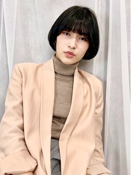 エムスラッシュ みなとみらい馬車道店(M SLASH) 馬車道/黒髪/艶カラー/シースルーバング/Aラインボブz