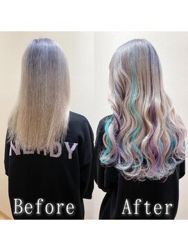 あるじゃんすー 神戸三宮店 ホワイトベージュ×アイスブルー#シールエクステ#美髪#韓国#神戸