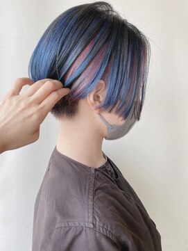 モリオフロムロンドン 原宿本店(morio from London) 【morio原宿】ハンサムショート　ヘアカラーブルー