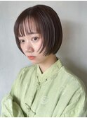 顔まわりレイヤーボブ_外ハネボブセクションカラー_ba389191