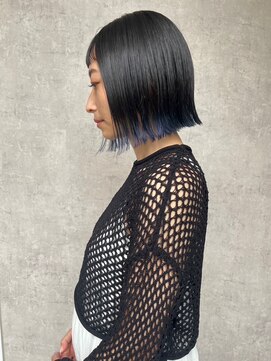 サクラ 岐阜(SAKURA) 切りっぱなしボブ/裾カラー/ブルー