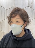 白髪染め/パーマ風/くせ毛/ショート/ショートバング