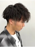 ツーブロック マッシュ ツイストパーマ 爽やか ショート