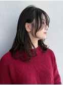 ミディアムロング顔周りレイヤー美髪韓国ヘア_F30457