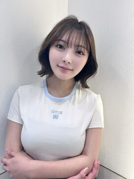 暗髪×韓国風くびれボブ[髪質改善/レイヤーボブ/10代20代30代]