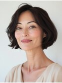 ５０代/白髪ぼかしハイライト/レイヤーボブ/ショート