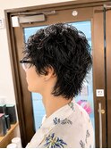 シャドウパーマ　メンズシースルーマッシュニュアンスパーマ韓国