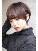 大人可愛い20代30代40代黒髪前下がりひし形小顔ボブ丸みショート