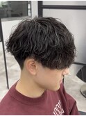 王道波巻きパーマ