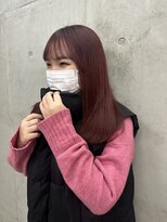 ソルトウォーター(SALT WATER) レッドカラーレイヤーカット/ブラウン/韓国ヘアー/恵比寿/