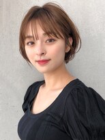 前髪 ネビージュ ボブルフ 黒髪 ワンレン ショートヘア 小顔 "