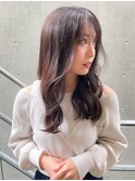 暗髪黒髪小顔デジタルパーマ艶髪アプリコットオレンジハイライト