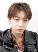 シースルーセンターパートツーブロックラウンドマッシュウルフ