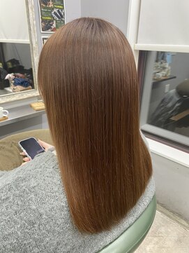 #ピンクベージュ#ブリーチなし#髪質改善カラー#縮毛矯正