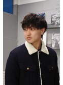 マッシュウルフ くせ毛風パーマ 黒髪 スパイラル