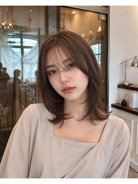 ルチア ヘア ステラ 京都店(Lucia hair stella) 大人くびれミディアムハッシュボブココアベージュ学割京都河原町