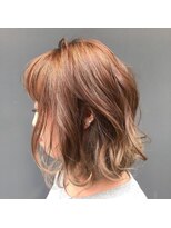 プレイスインザサン(PLACE IN THE SUN) 【花本】くびれミディ 外ハネボブ 春ベージュ オレンジブラウン