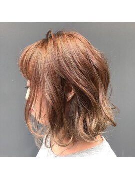 プレイスインザサン(PLACE IN THE SUN) 【花本】くびれミディ 外ハネボブ 春ベージュ オレンジブラウン