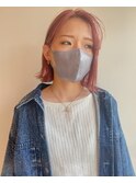 切りっぱなしボブにハイトーンピンク