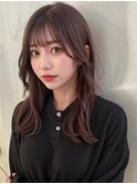 韓国 顔周りレイヤー/横顔美人 カシスピンクカラー/くびレイヤー