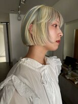 ソイ 下北沢(soi)&nbsp;【mix】デザインカラー_ボブ_水色カラー_グレーシルバーカラー