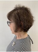 60代 大人ショートボブボリュームアップスパイラルパーマ