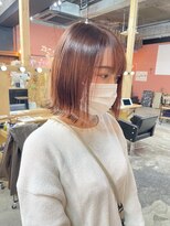 チャプター 問屋町(chapter)&nbsp;ブリーチなしコーラルブラウンカラー切りっぱなし外はねボブ岡山