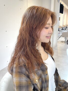 エル 新小岩(elu) ブリーチ無しオレンジブラウン×レディースパーマ