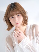 ロエ 福山川口店(loe)&nbsp;【loe】ハイトーンカラー×くびれ外ハネボブ×重めバング