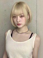 ランテルディ 渋谷(LANTERDIT)&nbsp;サイドバングワンホンヘアグレージュミニボブ薄め前髪前髪あり☆