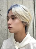 メンズブリーチカラーシースルーマッシュ韓国風センターパート