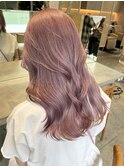 ピンクベージュピンクミルクティーブリーチありダブルカラー