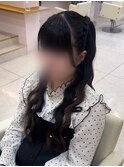 三つ編みハーフツイン