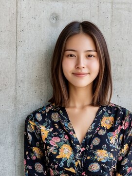 ピリオド(period.) 切りっぱなしボブ/バレイヤージュカラー/センターパート